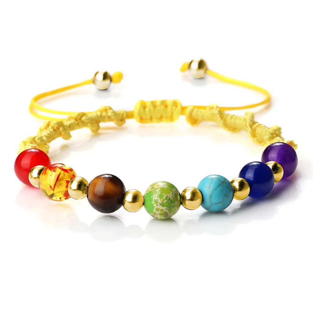 Woven Bracelets With Adjustable Copper Beads - Yellow / Gold