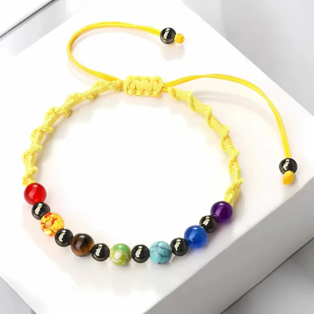 Woven Bracelets With Adjustable Copper Beads - Yellow / Gun Black