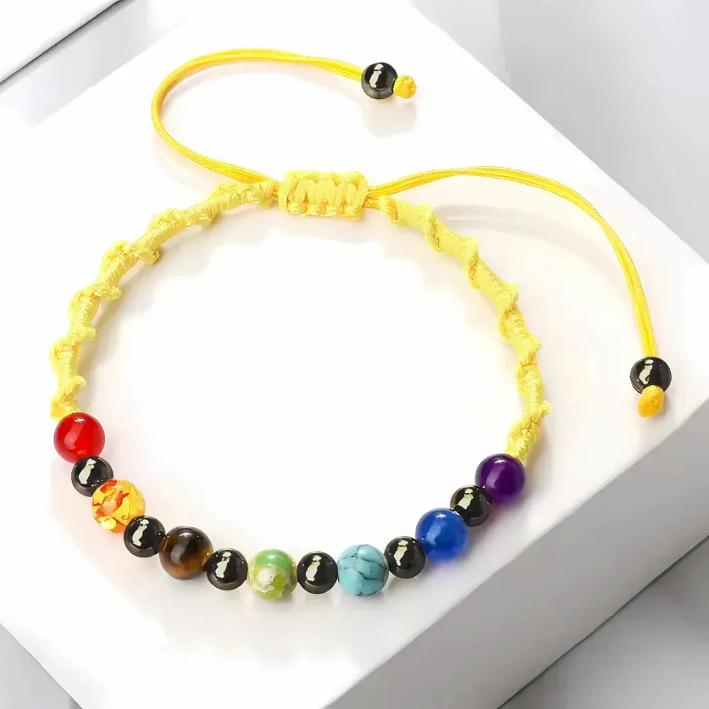 Woven Bracelets With Adjustable Copper Beads - Yellow / Gun Black