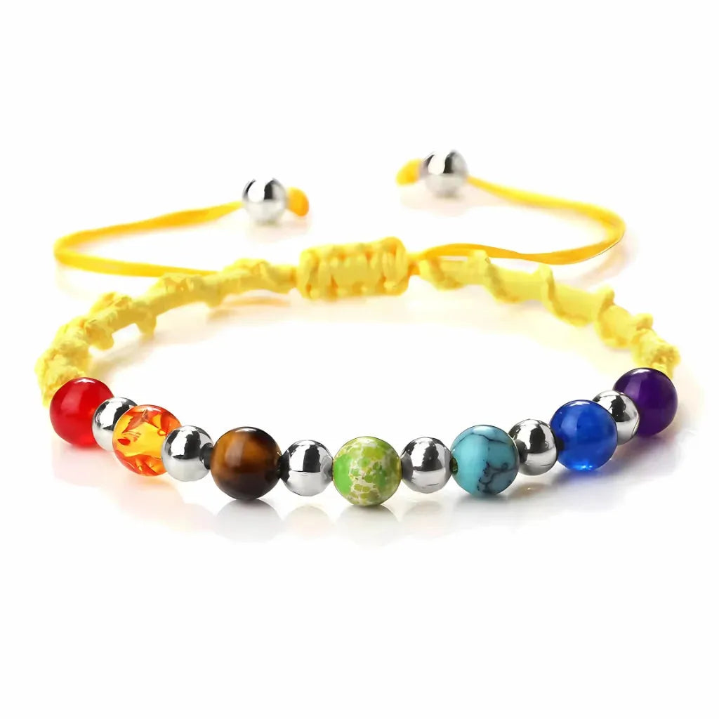 Woven Bracelets With Adjustable Copper Beads - Yellow / Silver