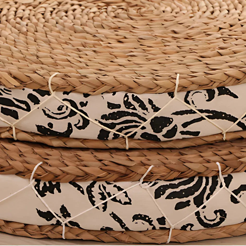Woven Floor Ottoman Cushion For Relaxed Ritual Seating