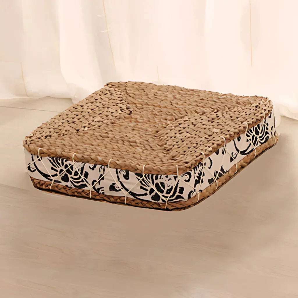 Woven Floor Ottoman Cushion For Relaxed Ritual Seating - Square / 40x40cm