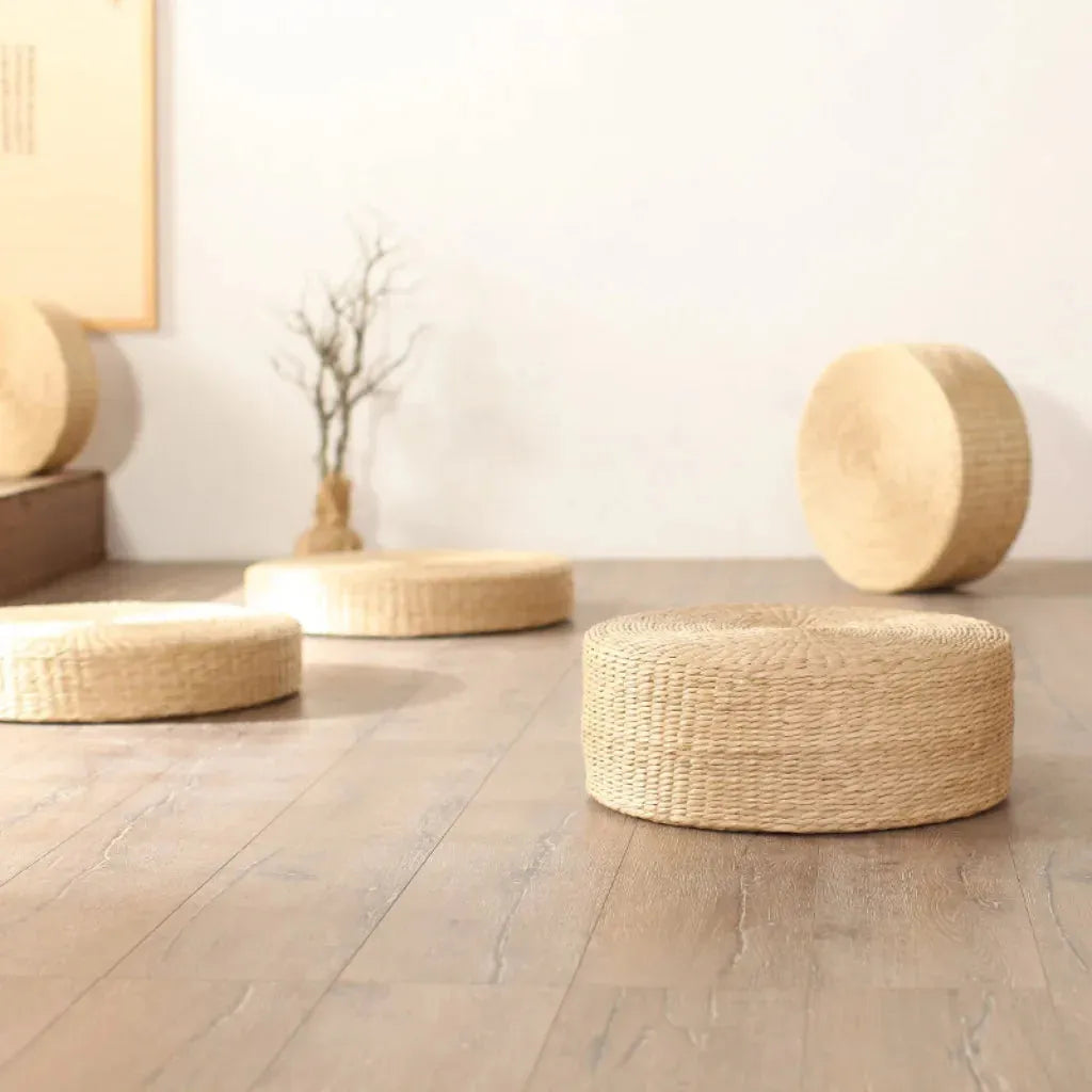 Woven Floor Poofs For Calm And Cozy Living Spaces