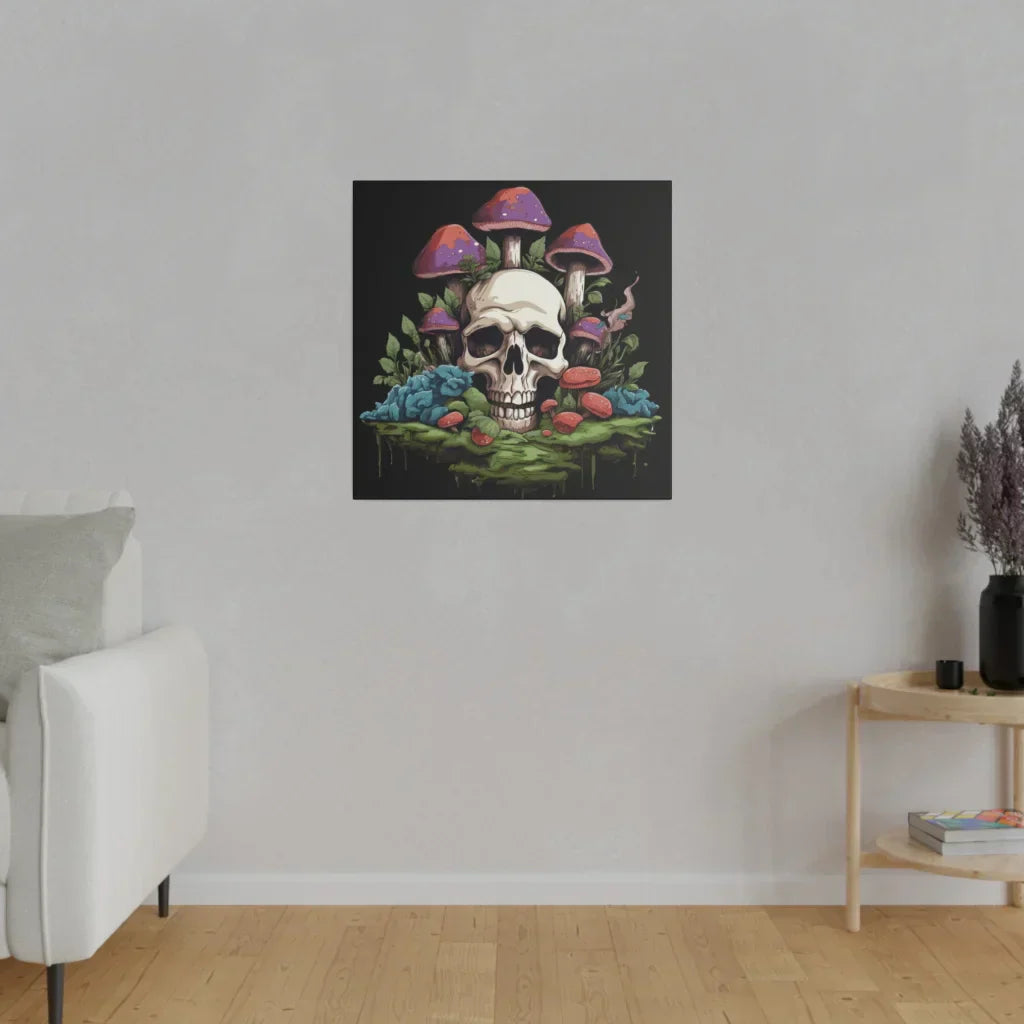 Yoga Art Prints With Skull And Mushroom Design - 24x24 in / 0.75