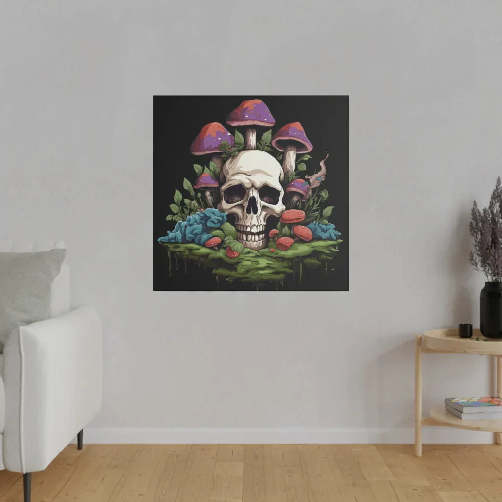 Yoga Art Prints With Skull And Mushroom Design - 30x30 in / 0.75
