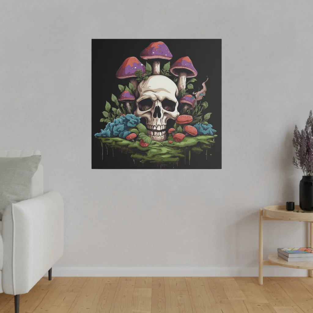 Yoga Art Prints With Skull And Mushroom Design - 32x32 in / 0.75