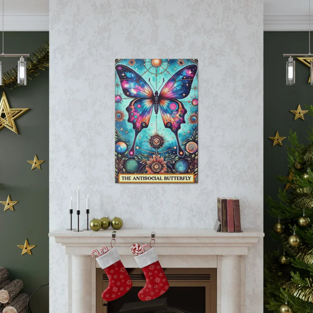 Yoga Artwork With Celestial Butterfly Design