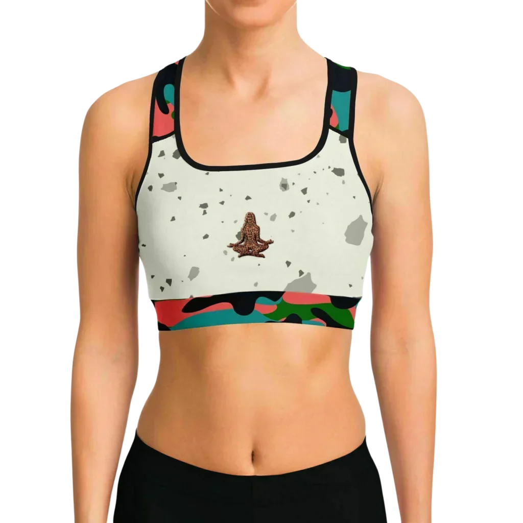 Yoga Bralette With Yoga Girl Graphic And Camo Accents