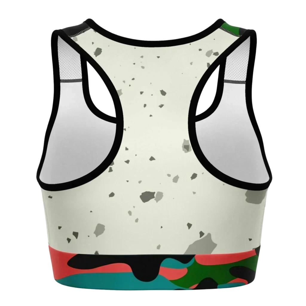 Yoga Bralette With Yoga Girl Graphic And Camo Accents