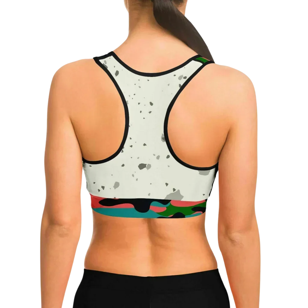 Yoga Bralette With Yoga Girl Graphic And Camo Accents