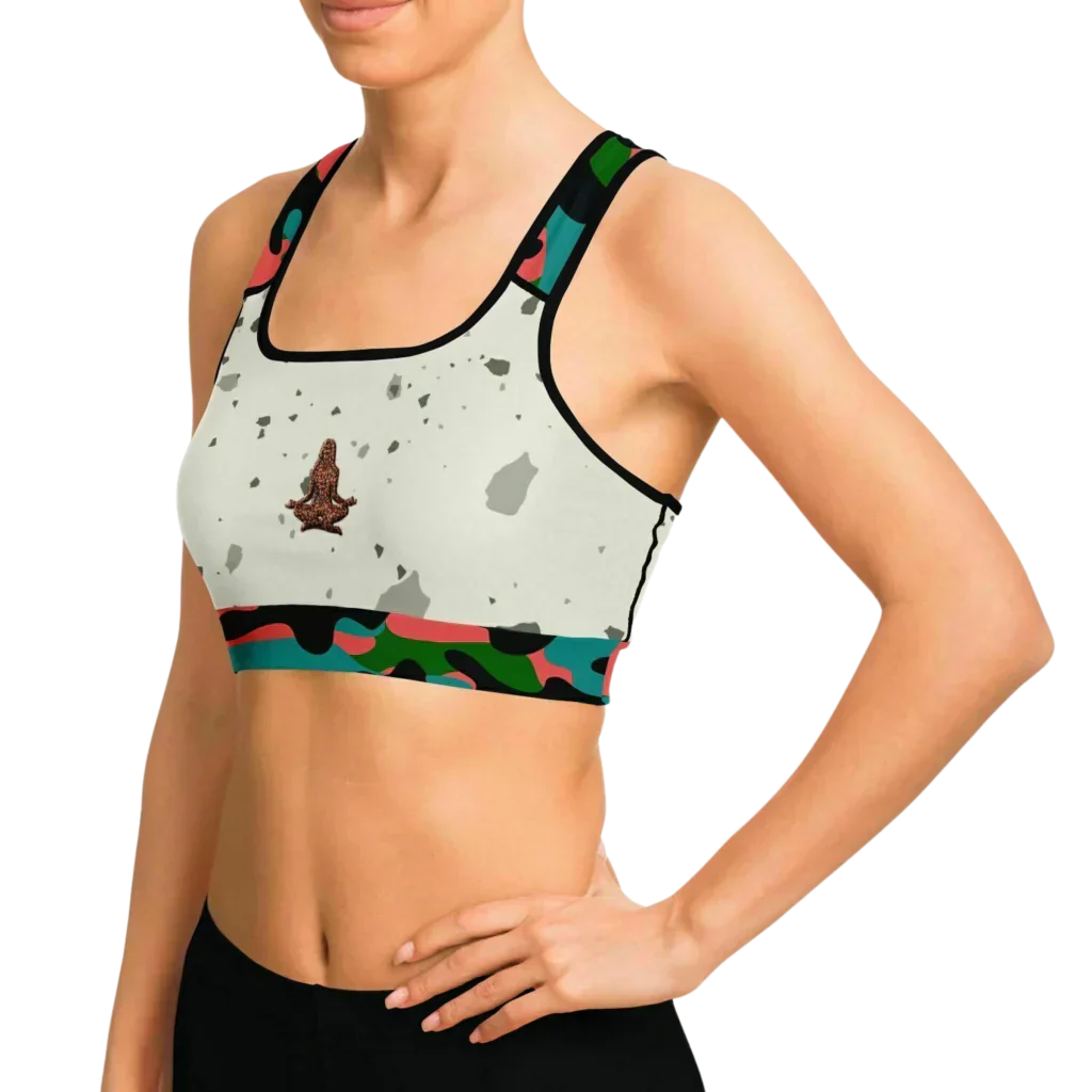 Yoga Bralette With Yoga Girl Graphic And Camo Accents