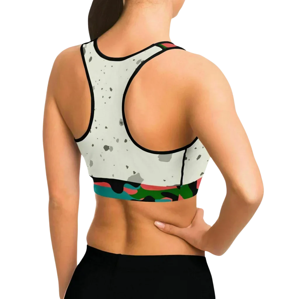 Yoga Bralette With Yoga Girl Graphic And Camo Accents