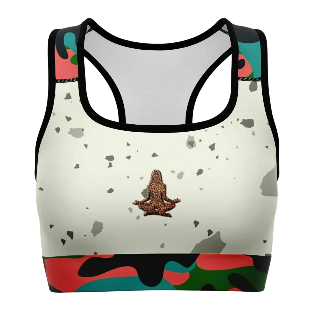 Yoga Bralette With Yoga Girl Graphic And Camo Accents - XS