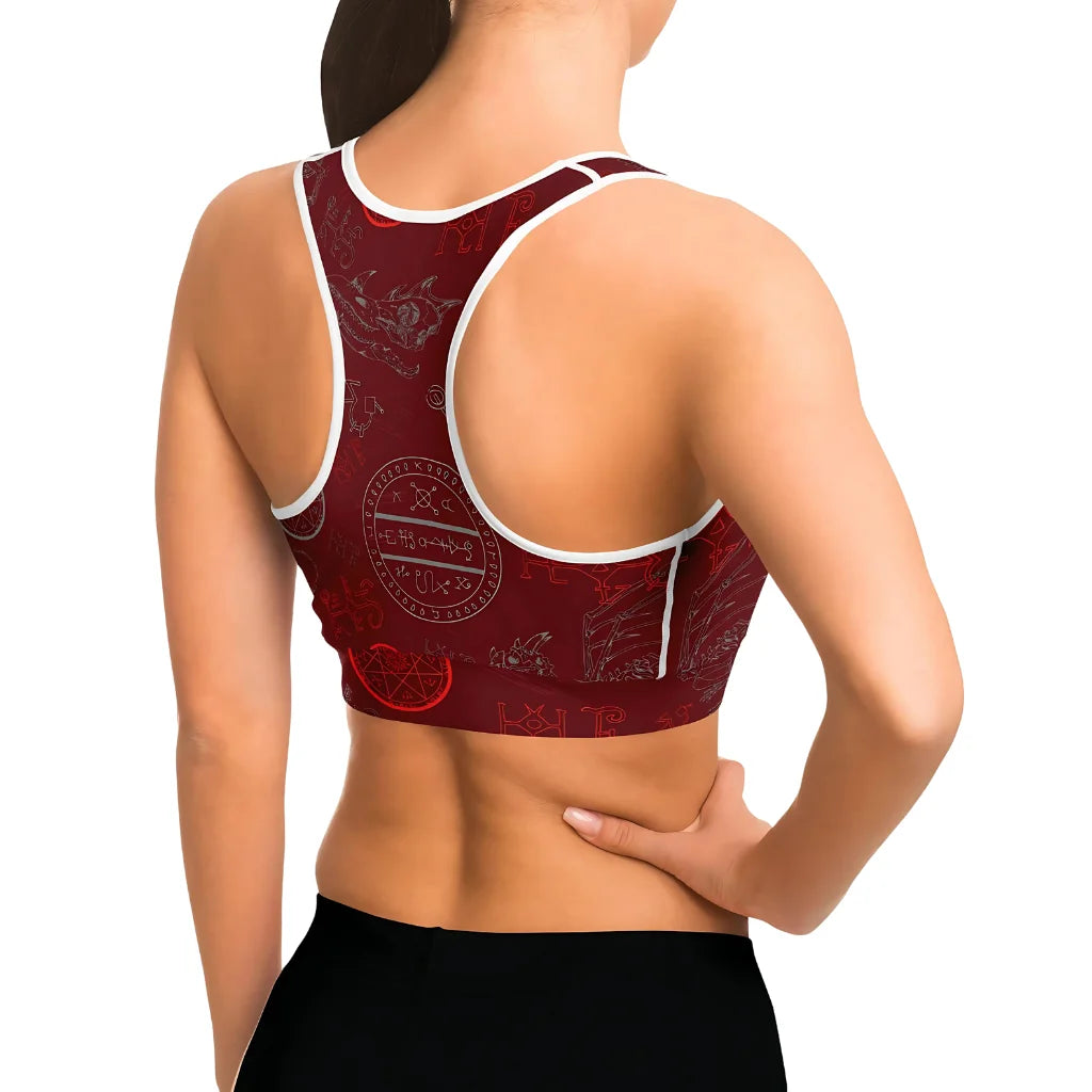 Yoga Bras For Women With Dragon Skeleton Print