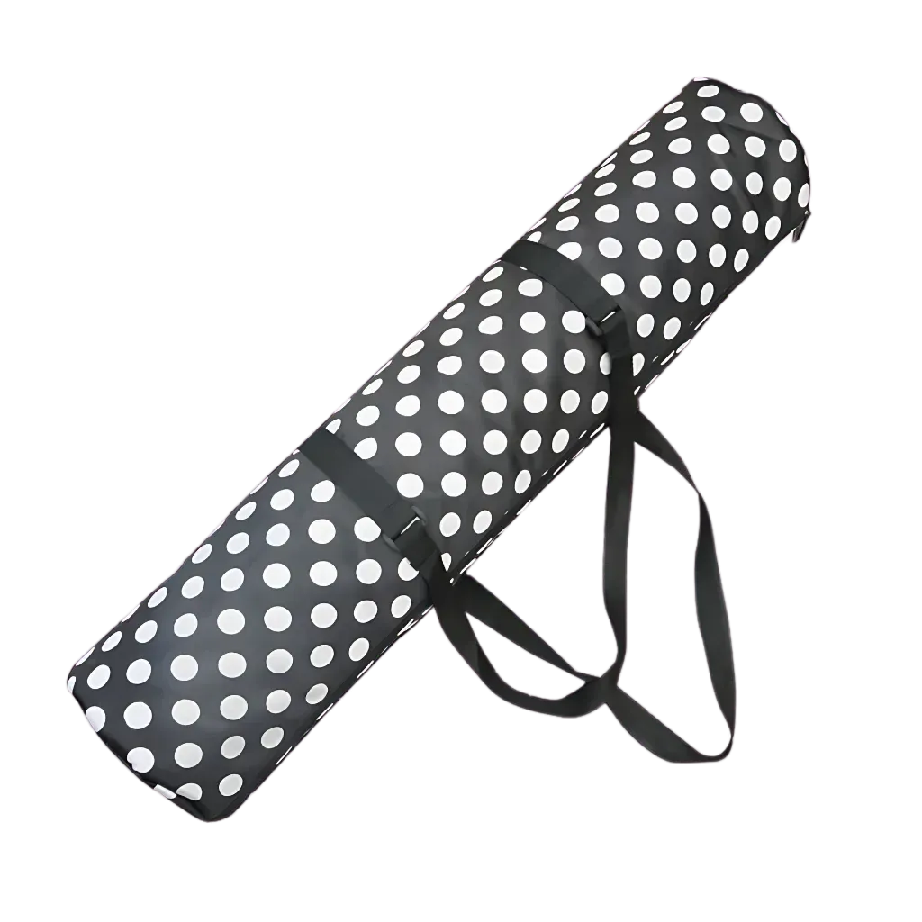 Yoga Mat Carrying Case With Waterproof Fabric - Black With White Dots