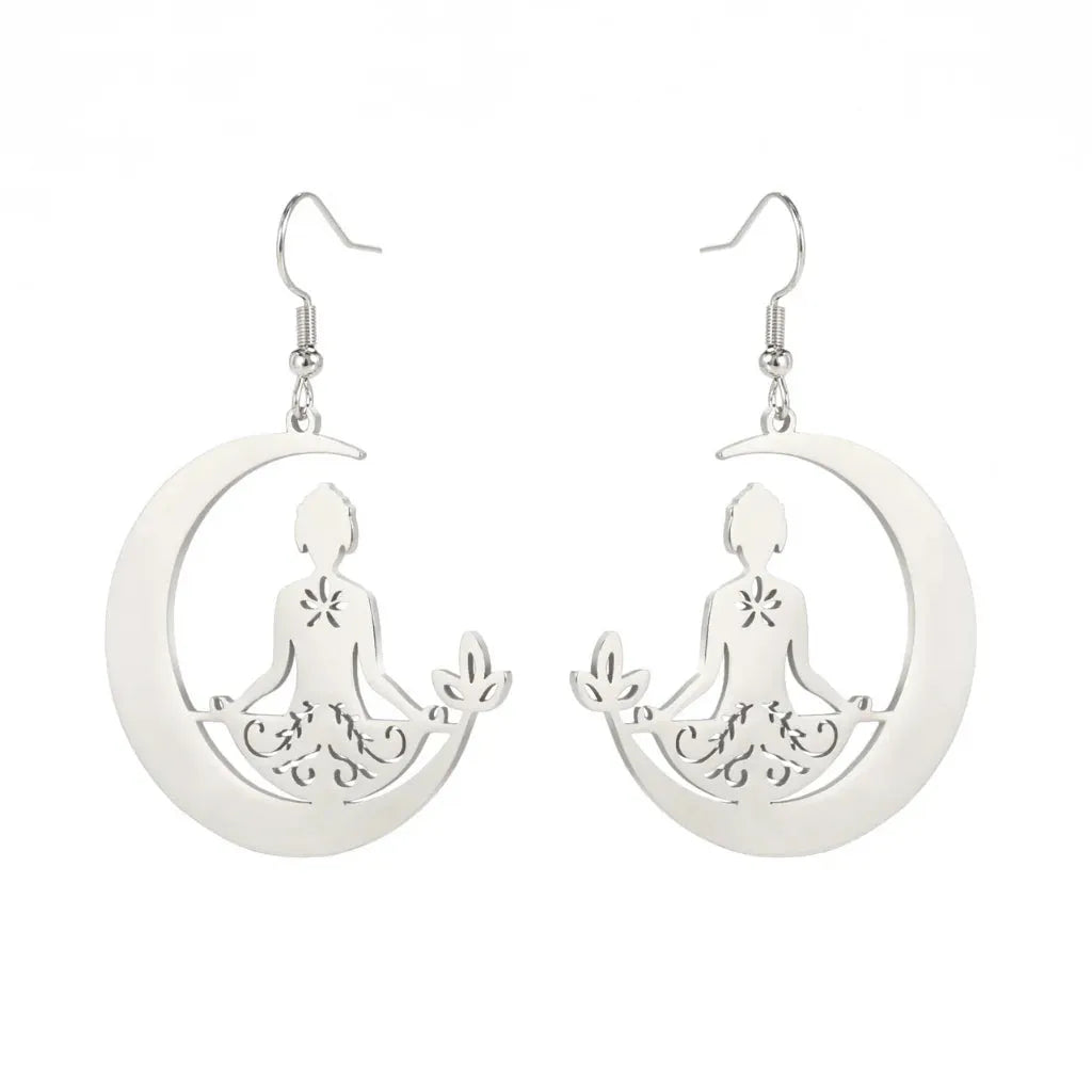 Yoga Moon Womens Boho Earrings In Gold Or Steel