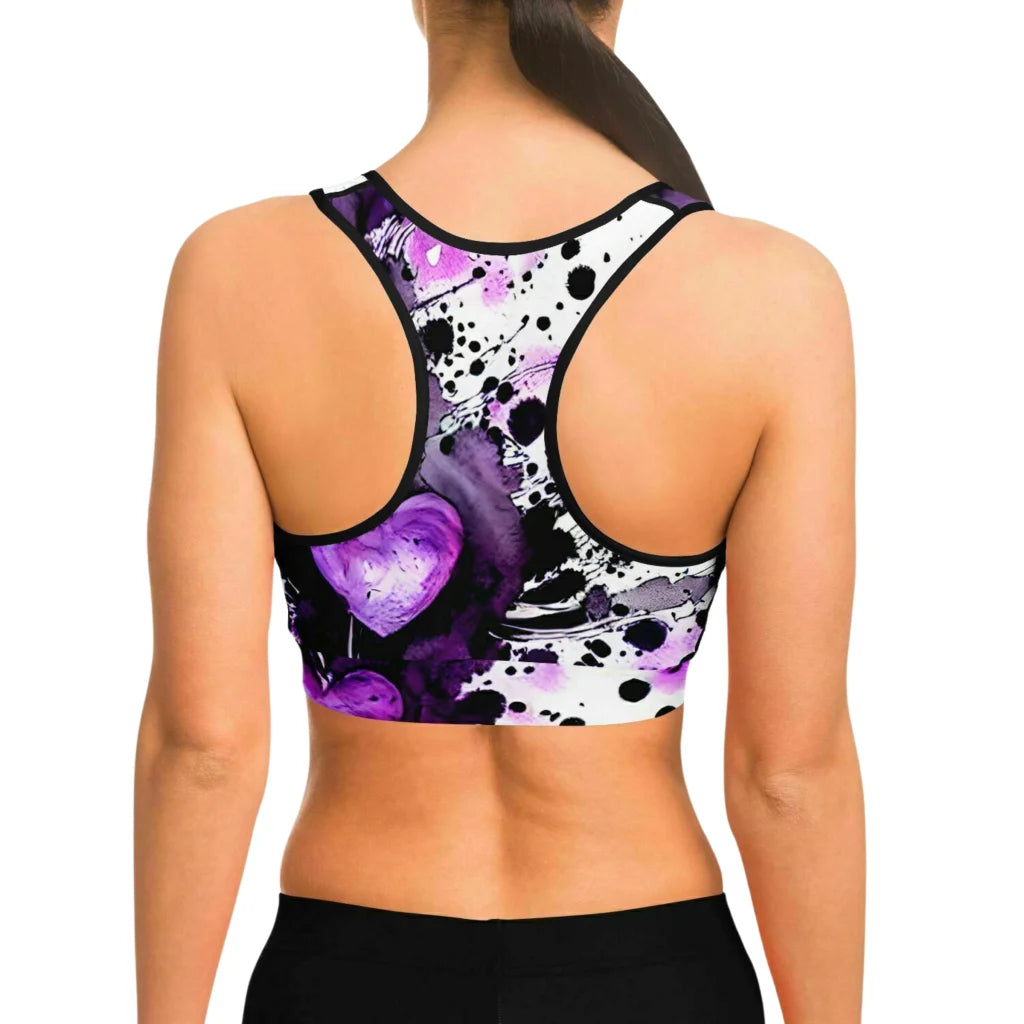 Yoga Outfit Sexy White Purple Heart Set