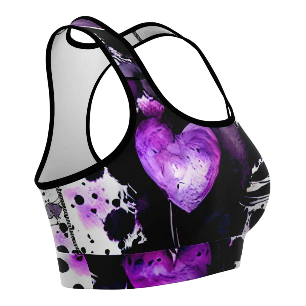 Yoga Outfit Sexy White Purple Heart Set