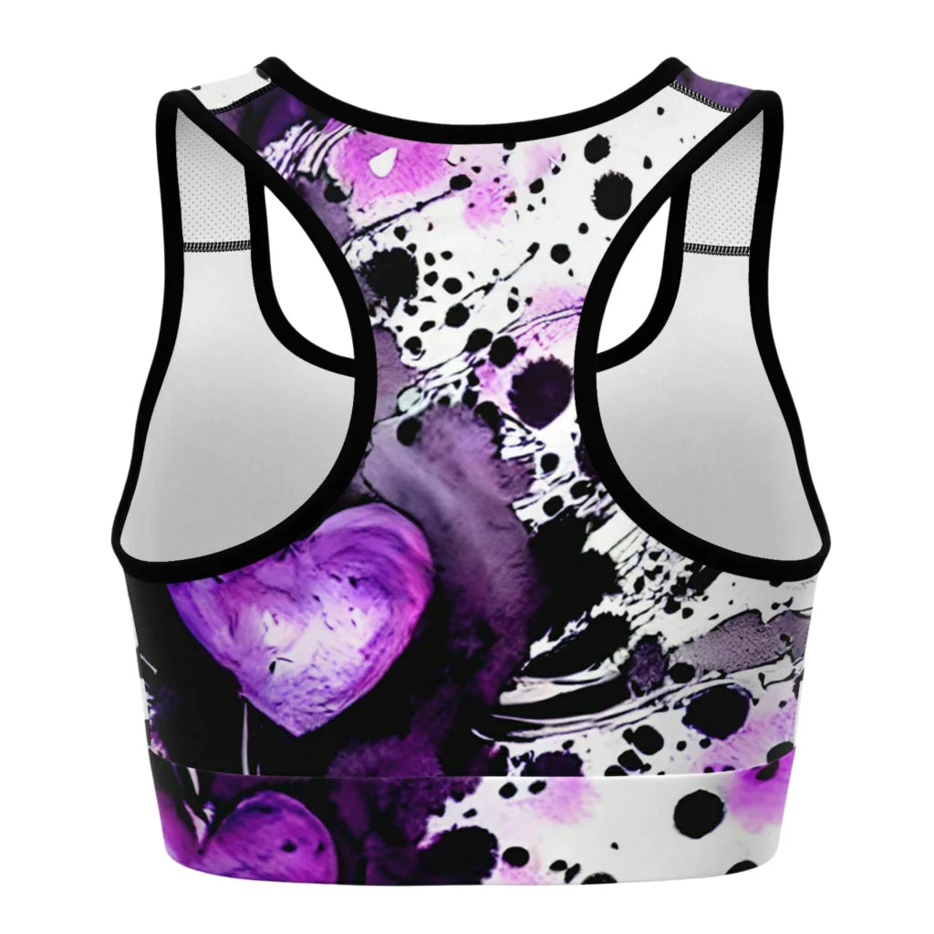 Yoga Outfit Sexy White Purple Heart Set