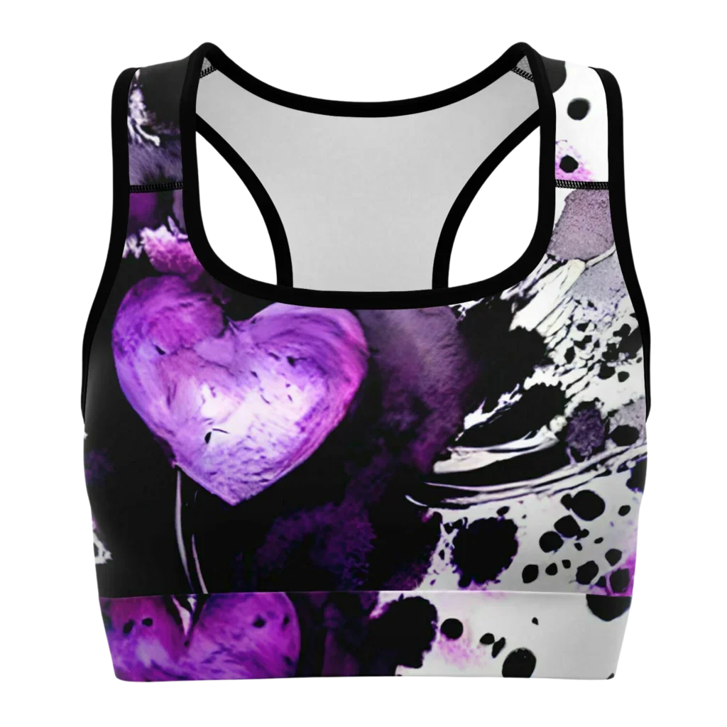 Yoga Outfit Sexy White Purple Heart Set