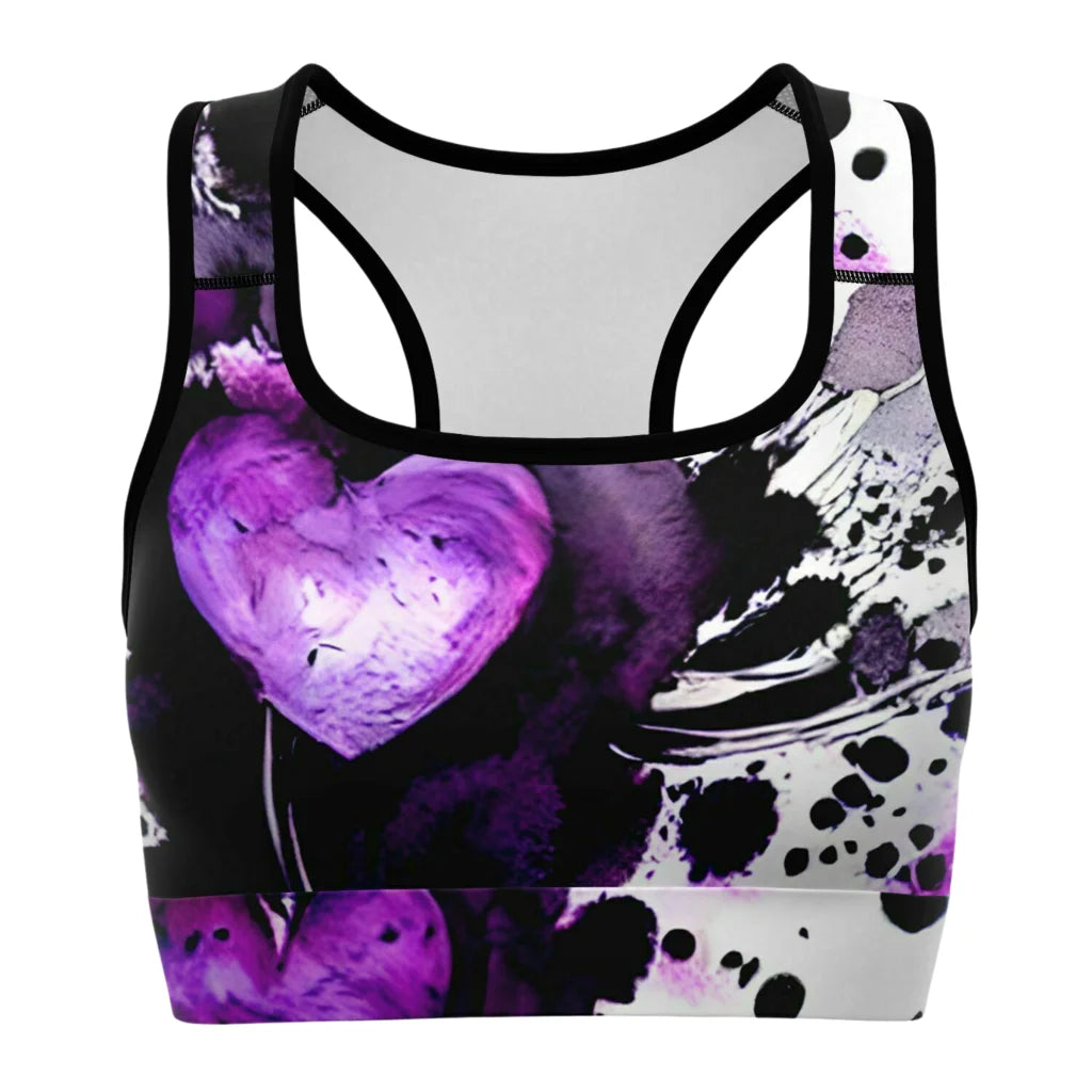 Yoga Outfit Sexy White Purple Heart Set