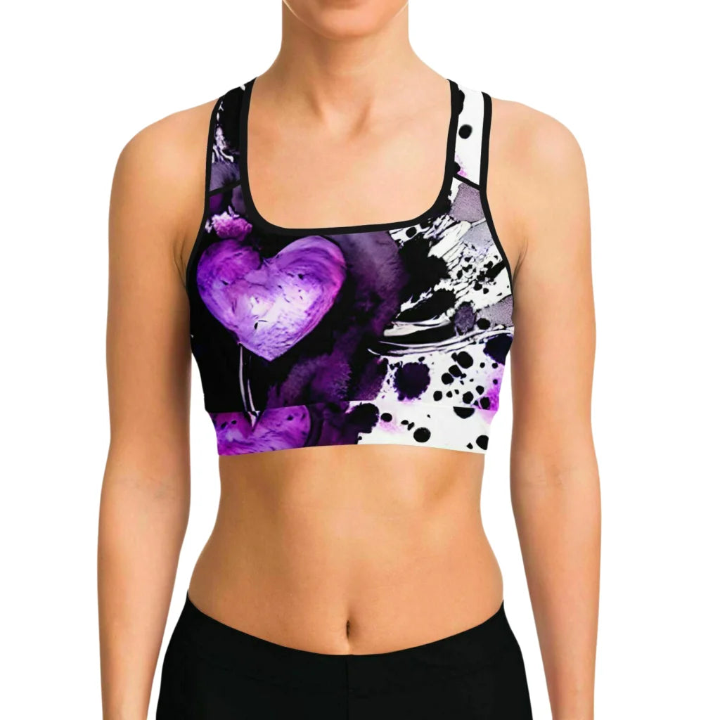 Yoga Outfit Sexy White Purple Heart Set