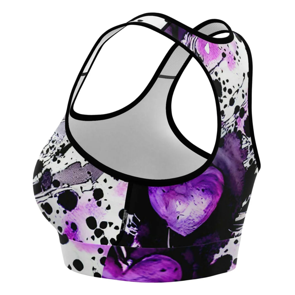 Yoga Outfit Sexy White Purple Heart Set