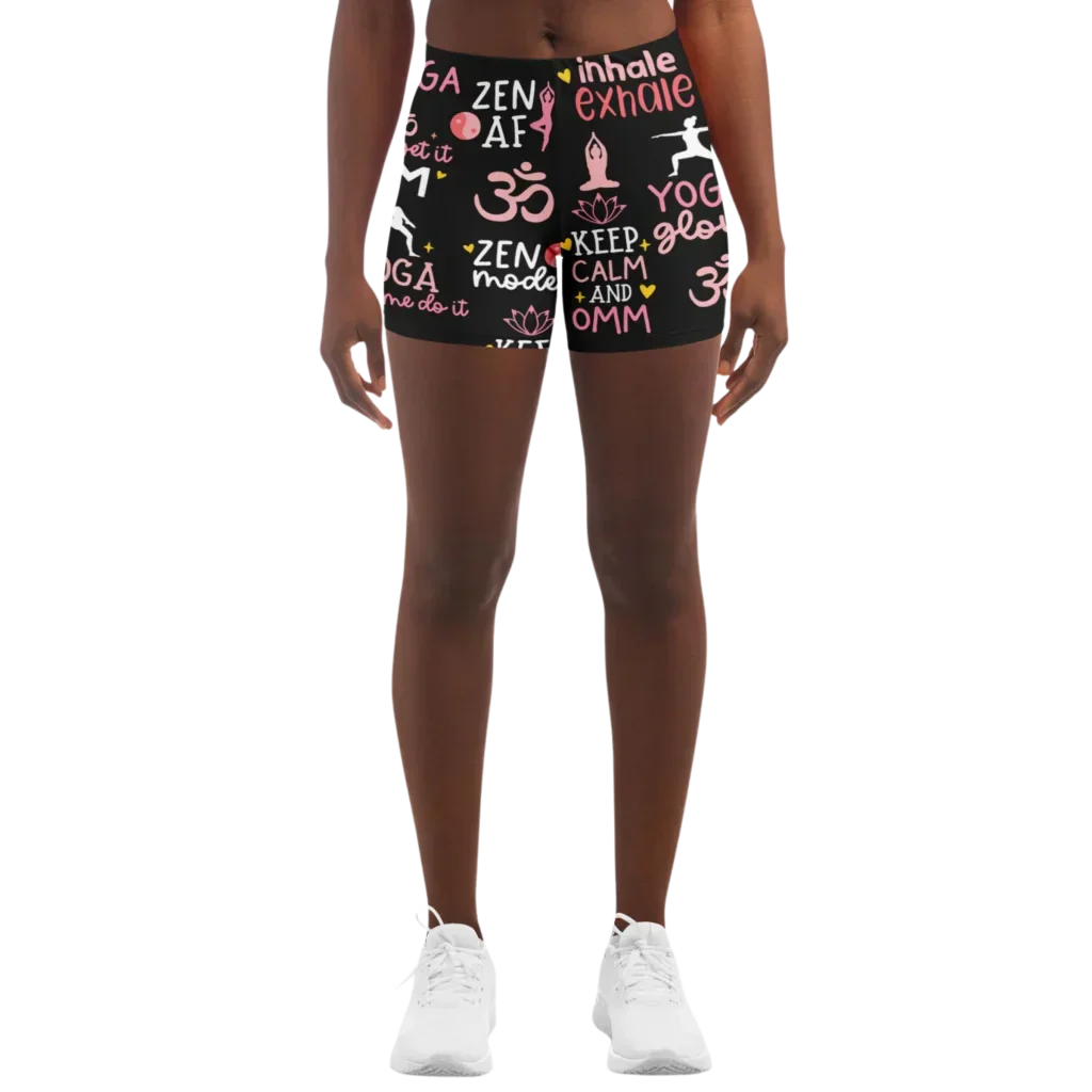 Yoga Short With Empowering Quote Print Design