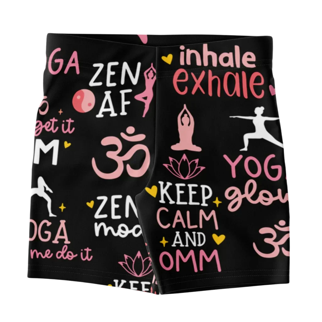 Yoga Short With Empowering Quote Print Design