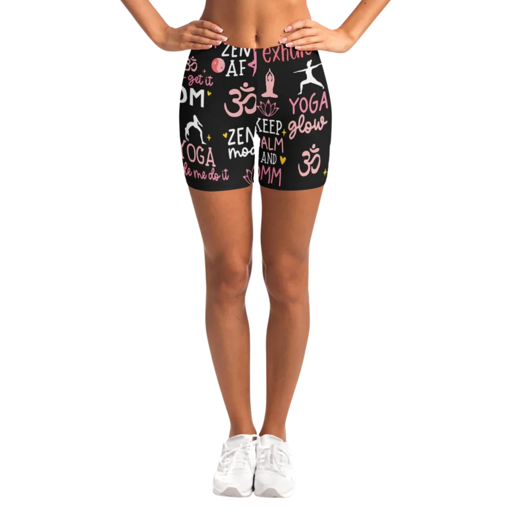 Yoga Short With Empowering Quote Print Design