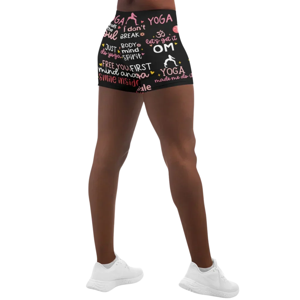 Yoga Short With Empowering Quote Print Design