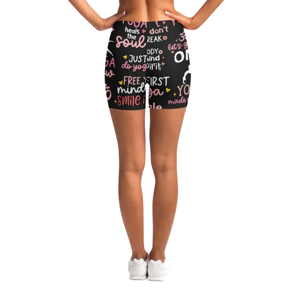 Yoga Short With Empowering Quote Print Design
