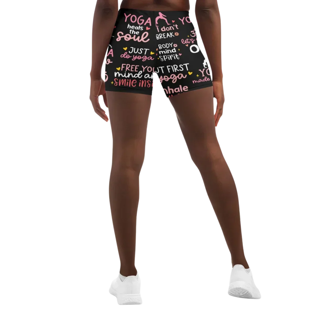 Yoga Short With Empowering Quote Print Design