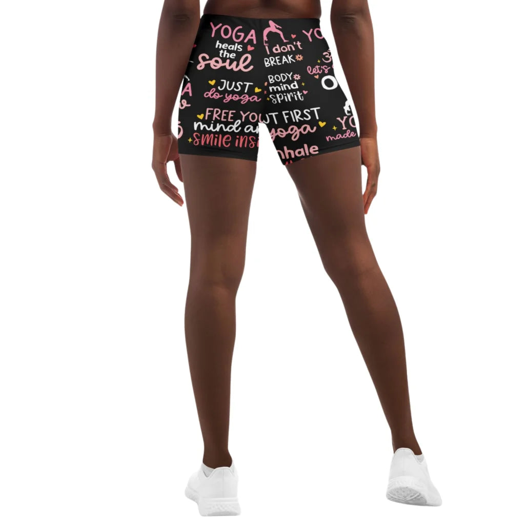 Yoga Short With Empowering Quote Print Design
