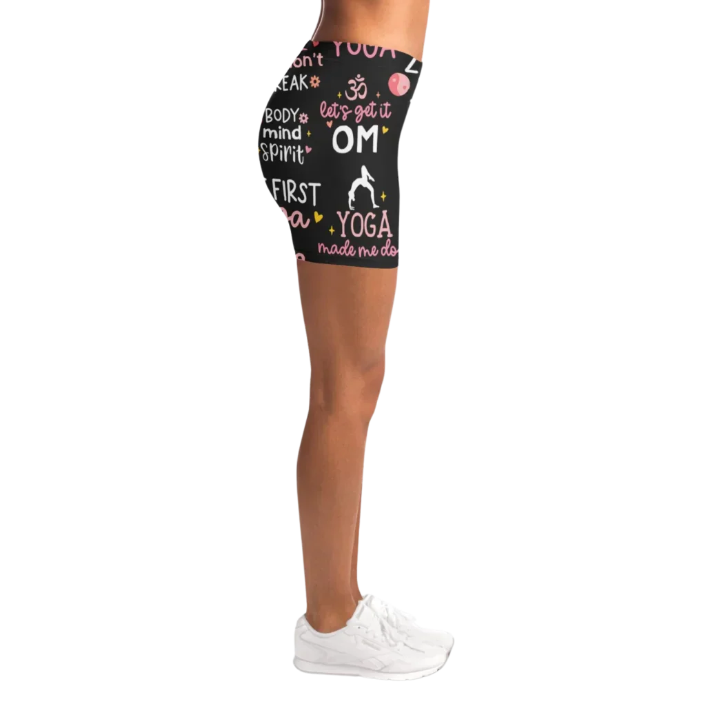 Yoga Short With Empowering Quote Print Design