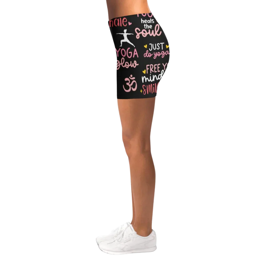 Yoga Short With Empowering Quote Print Design