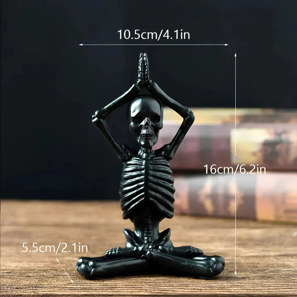 Yoga Skeleton Figurine With Vintage Charm - Black