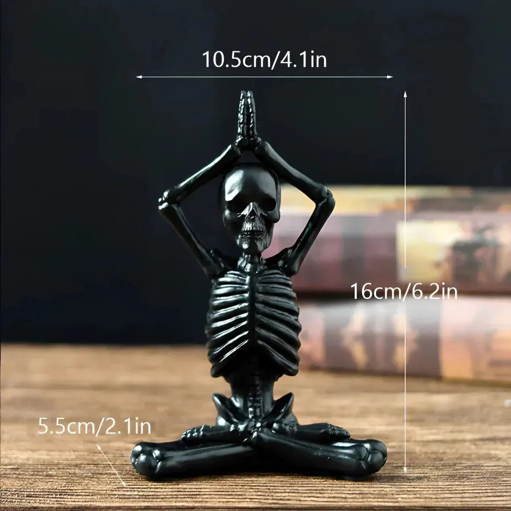 Yoga Skeleton Figurine With Vintage Charm - Black