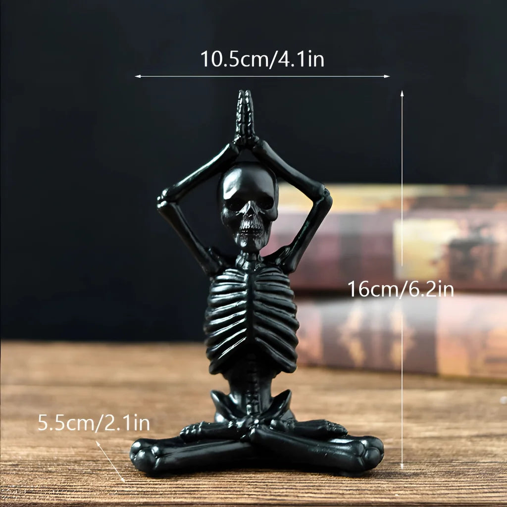 Yoga Skeleton Figurine With Vintage Charm - Black