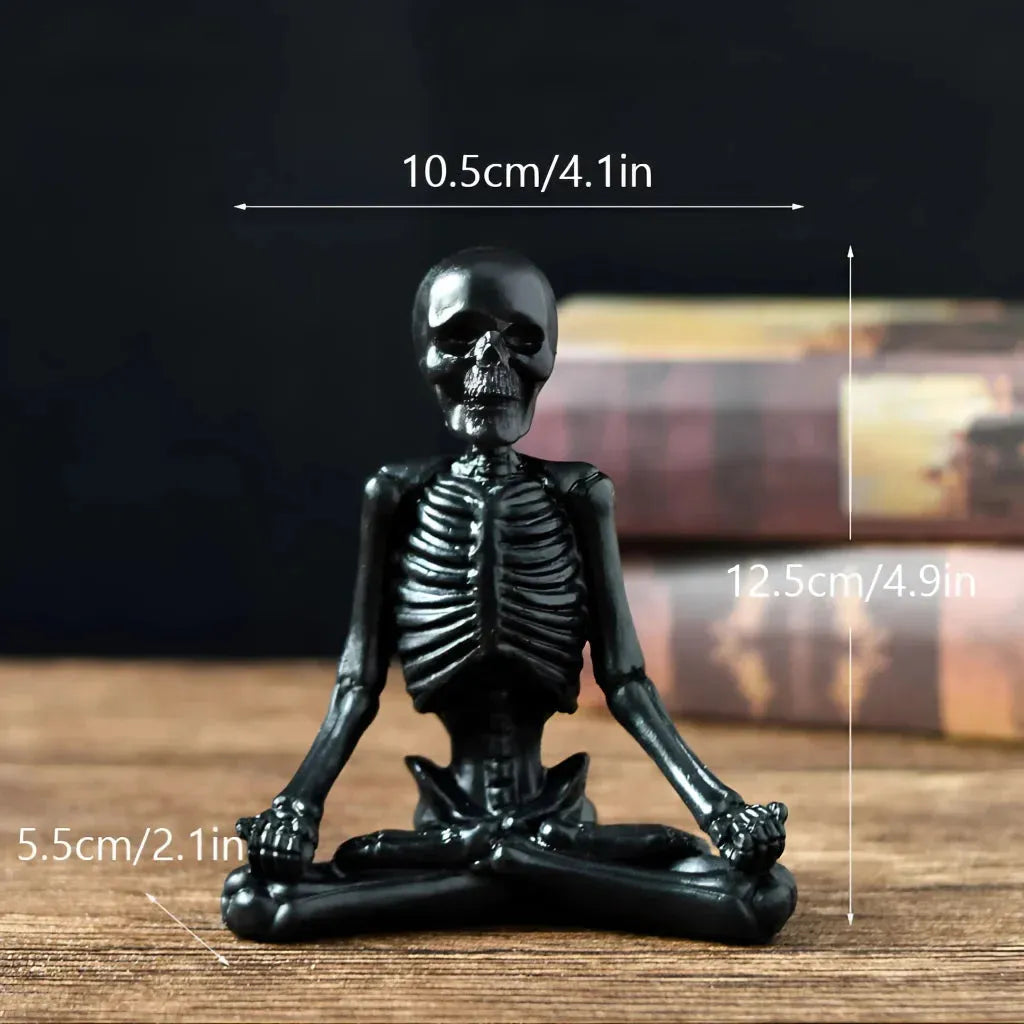 Yoga Skeleton Figurine With Vintage Charm - Black C
