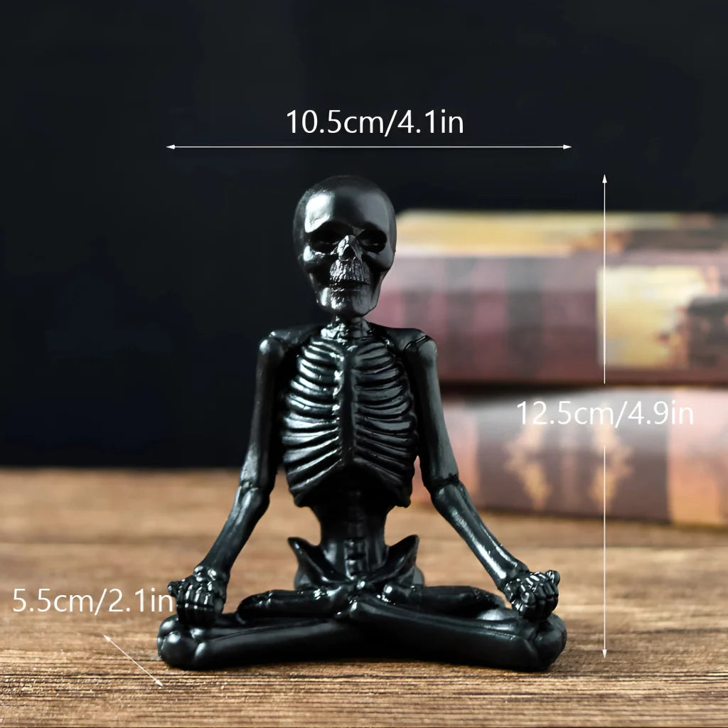 Yoga Skeleton Figurine With Vintage Charm - Black C