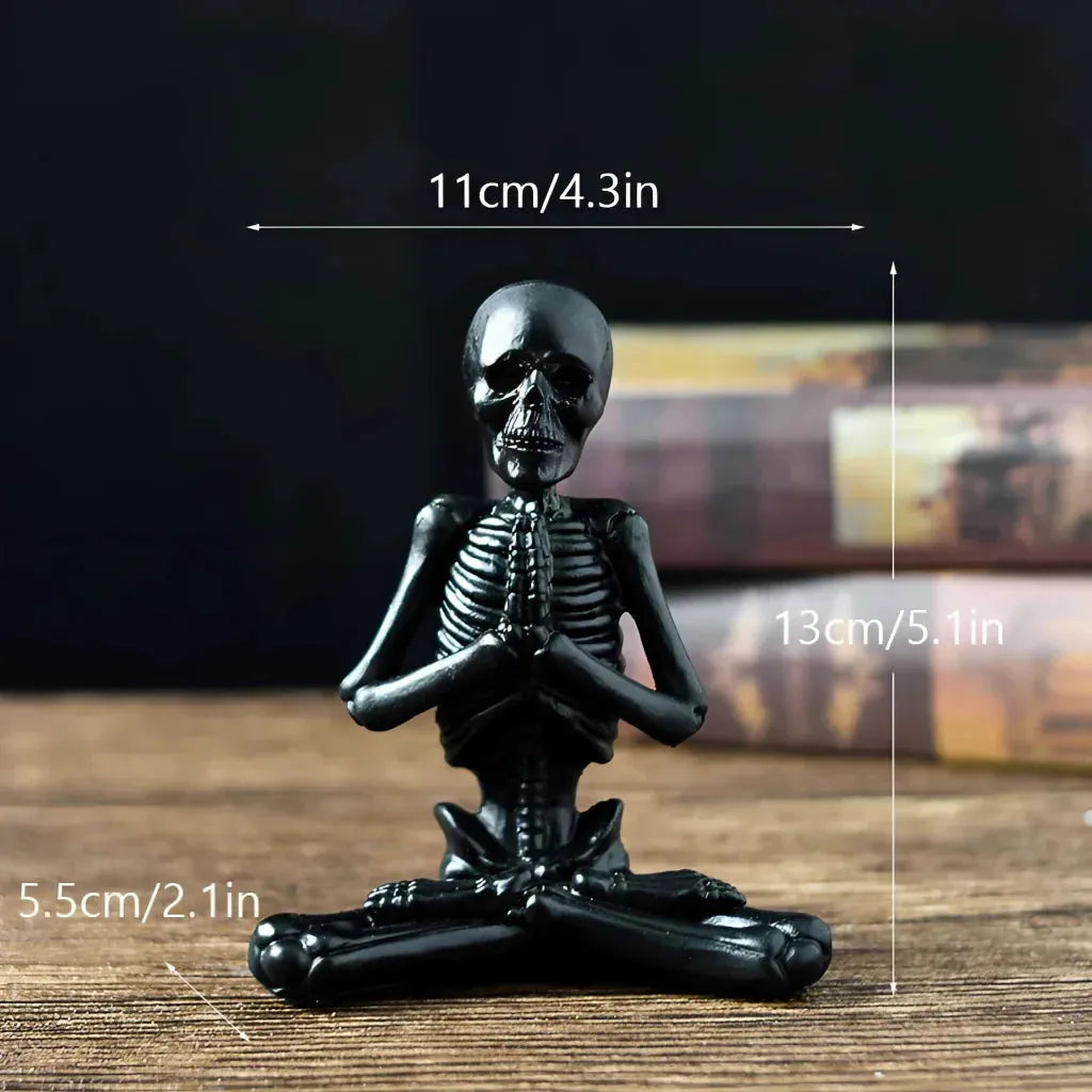 Yoga Skeleton Figurine With Vintage Charm - Black D