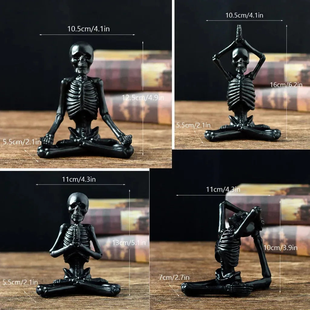 Yoga Skeleton Figurine With Vintage Charm - Set1