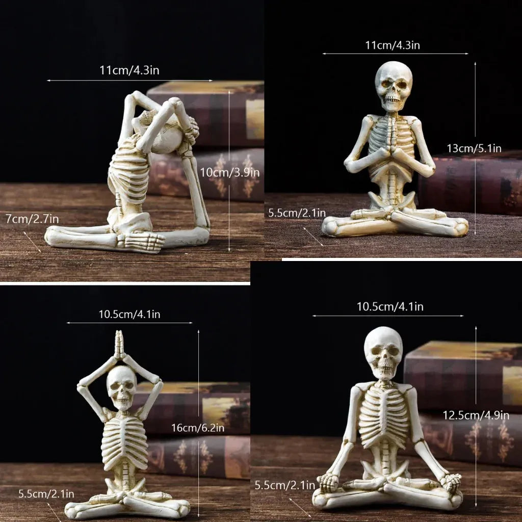 Yoga Skeleton Figurine With Vintage Charm - Set2