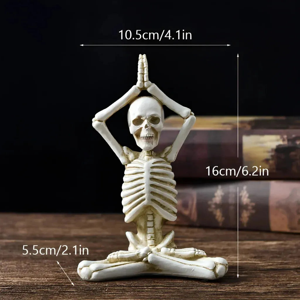 Yoga Skeleton Figurine With Vintage Charm - White