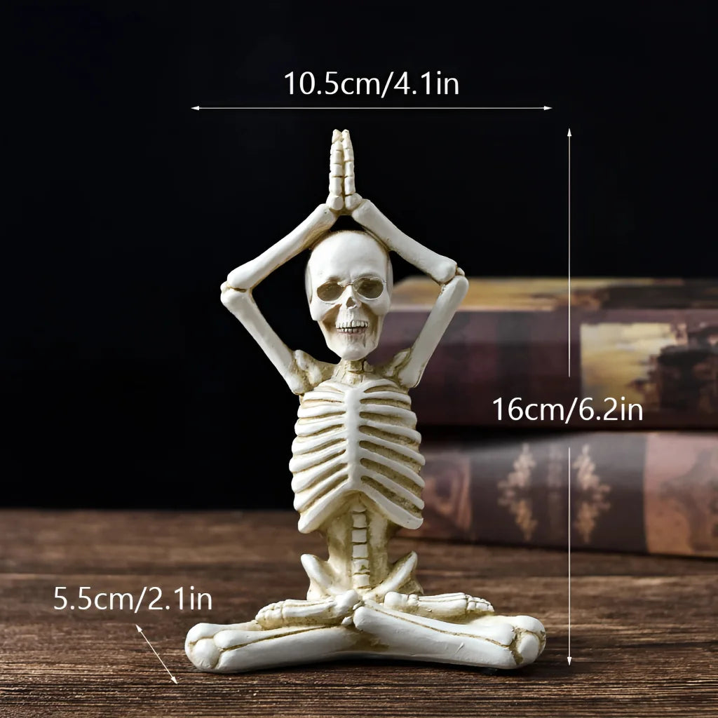 Yoga Skeleton Figurine With Vintage Charm - White