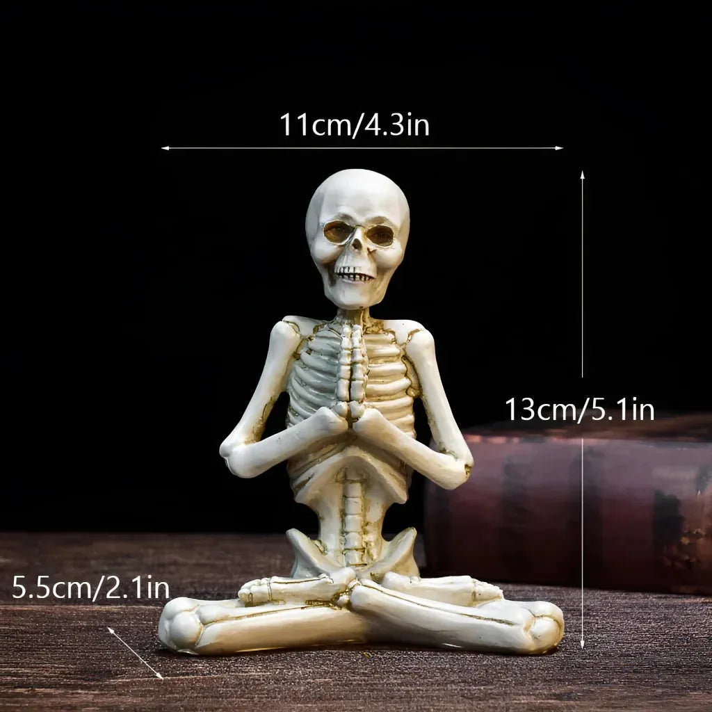 Yoga Skeleton Figurine With Vintage Charm - White D