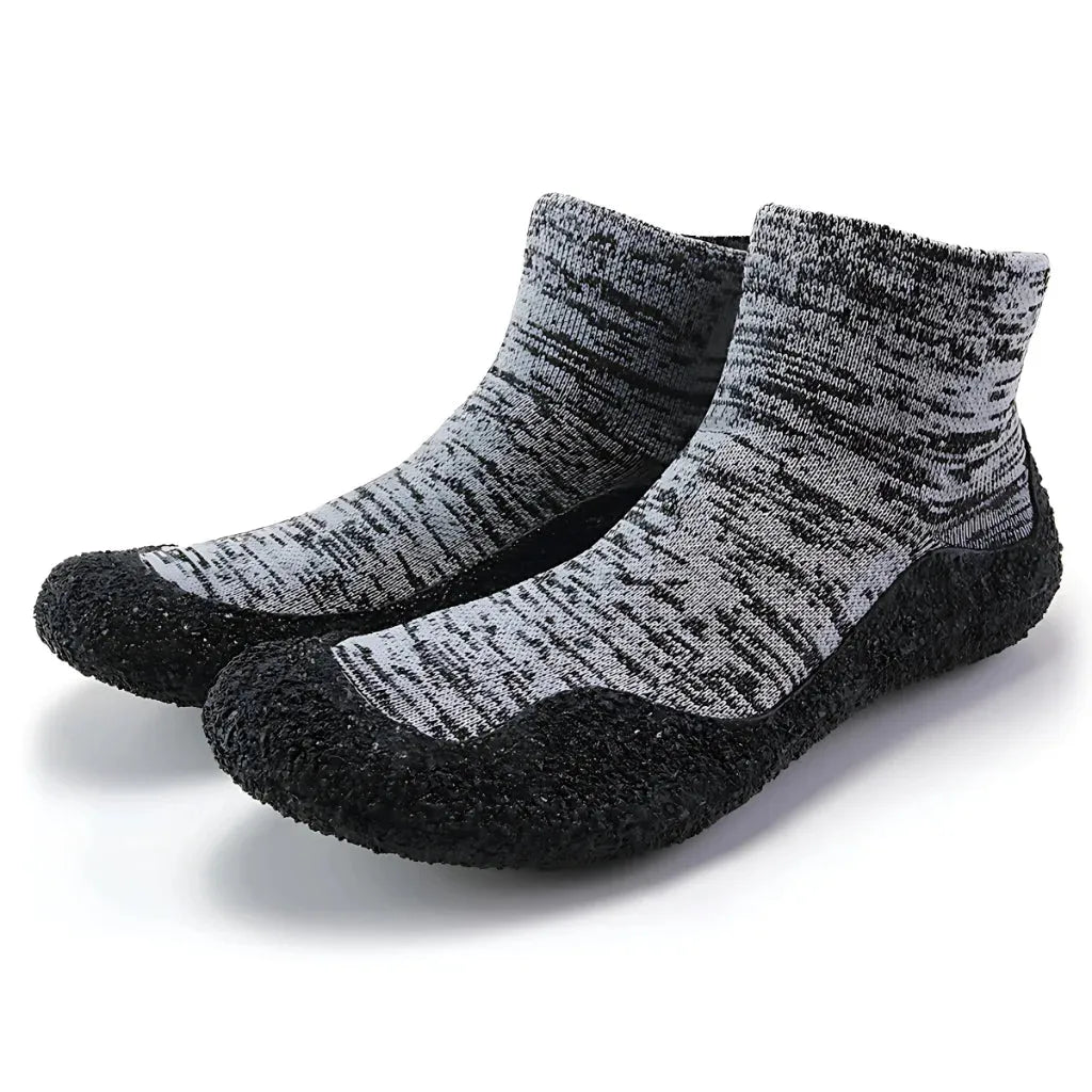 Yoga Slip On Shoes With Wedge Sole And Round Toe - Black And Gray / 36