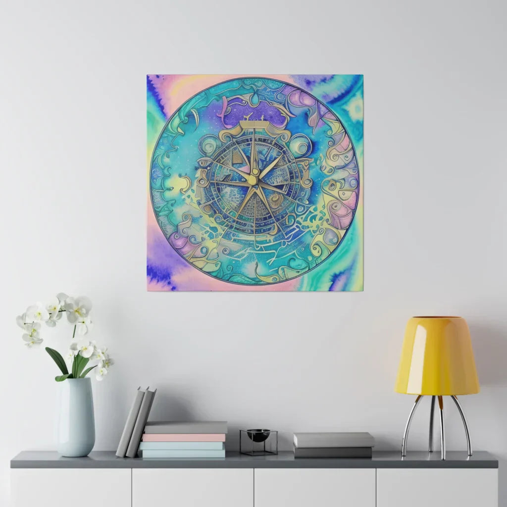 Yoga Wall Decor Featuring Astrology Wheel Art - 24x24 in / 0.75