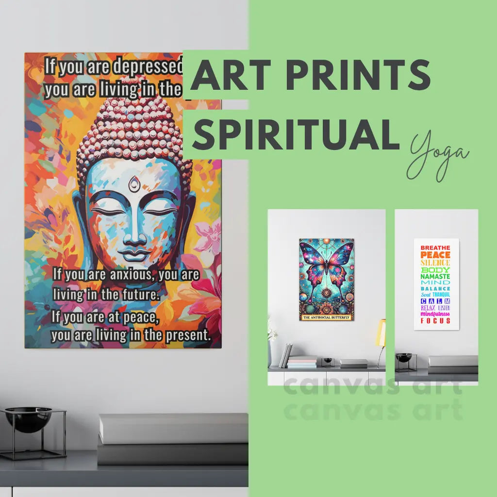 Spiritual yoga wall art: Framed cotton canvas, ready-to-hang, with matte coating, perfect for meditation room or studio decor